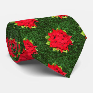 Christmas Poinsettia (Green Glitter background) Tie