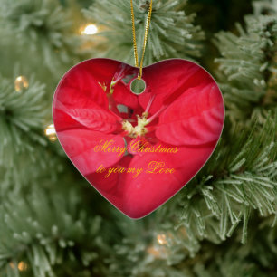 Christmas Poinsettia Heart Ornament