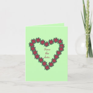 Christmas Poinsettia Heart Save the date Cards