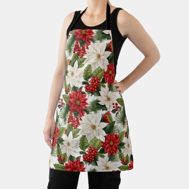 Christmas Poinsettia – Holiday Floral Design Apron (Insitu)