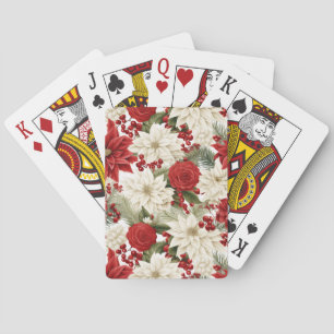 Christmas Poinsettia – Holiday Floral Design Playing Cards