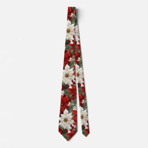 Christmas Poinsettia – Holiday Floral Design Tie