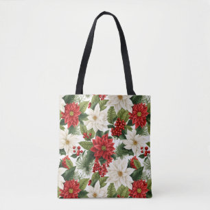 Christmas Poinsettia – Holiday Floral Design Tote Bag