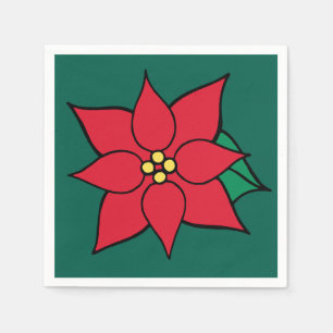 Christmas Poinsettia Holiday Party Napkins