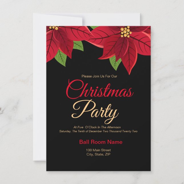 Christmas Poinsettia Invitation (Front)