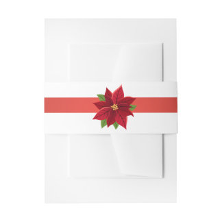Christmas Poinsettia Invitation Belly Band
