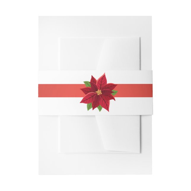 Christmas Poinsettia  Invitation Belly Band (Front Example)