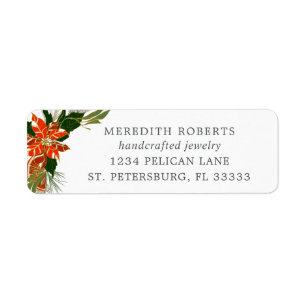 Christmas Poinsettia Jewellery Design Return Addre Address Label