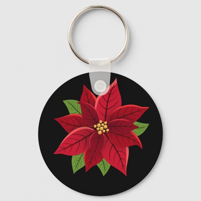 Christmas Poinsettia   Key Ring (Front)