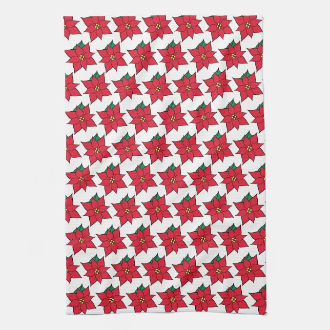 Christmas Poinsettia Kitchen Towel (Vertical)