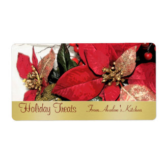 Christmas Poinsettia Kitchen Treat Baking Label