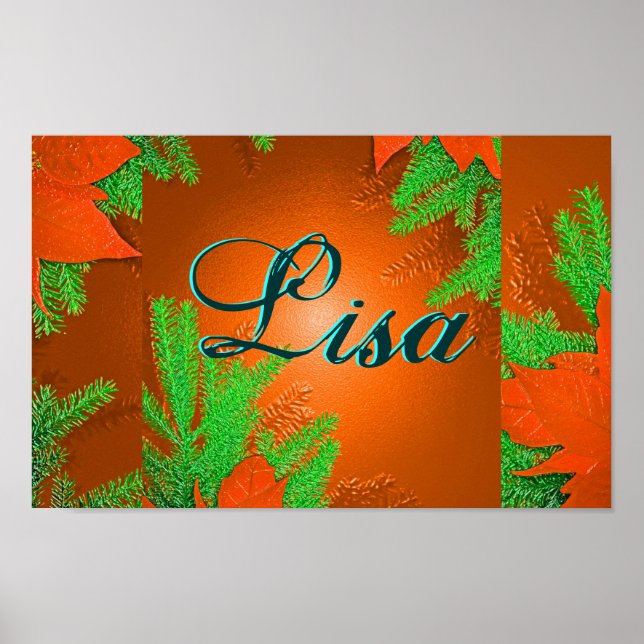 Christmas Poinsettia Orange Delight Lisa II Poster (Front)