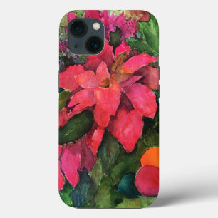 Christmas Poinsettia Original Watercolor Painting iPhone 13 Case