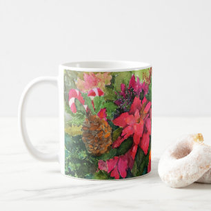 Christmas Poinsettia Original Watercolor Painting Coffee Mug