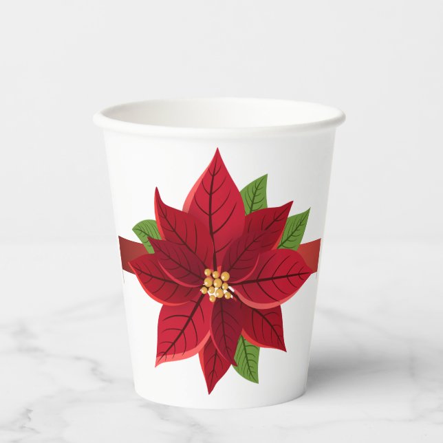 Christmas Poinsettia Paper Cups (Front)