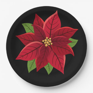Christmas Poinsettia Paper Plates