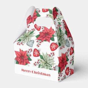Christmas Poinsettia Pattern Favour Box