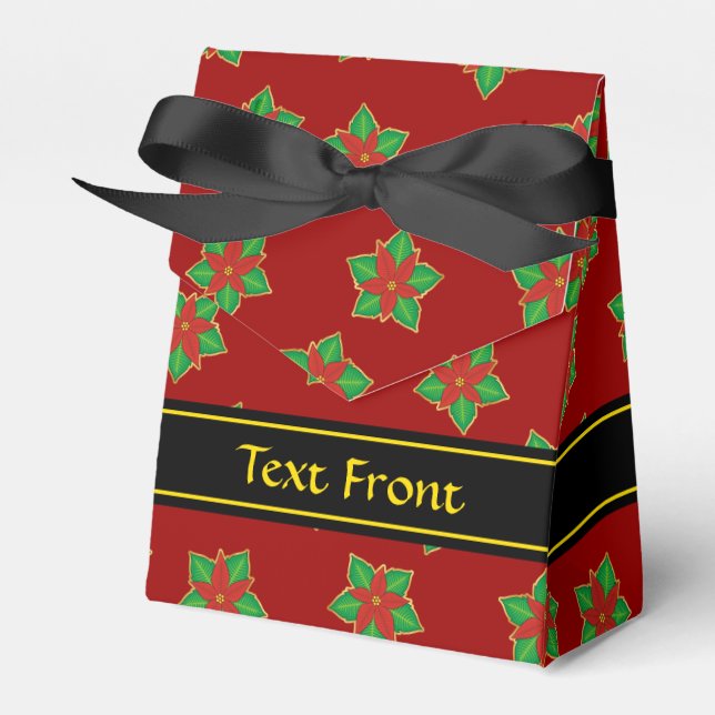 Christmas Poinsettia Pattern Favour Box (Front Side)