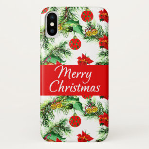 Christmas Poinsettia Pattern iPhone X Case