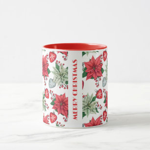 Christmas Poinsettia Pattern Mug