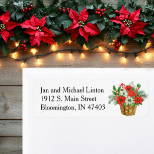 Christmas Poinsettia Personalise Return Address Label