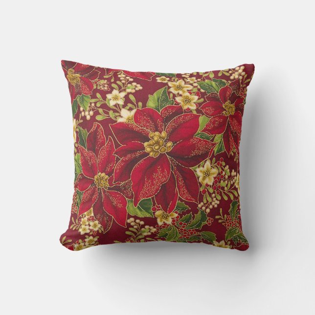 Christmas Poinsettia Pillow! Cushion (Front)