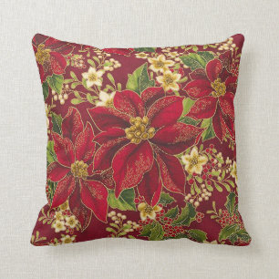Christmas Poinsettia Pillow! Cushion