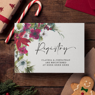 Christmas Poinsettia Registry Bridal Shower Enclosure Card