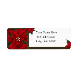 Christmas Poinsettia Return Address Label