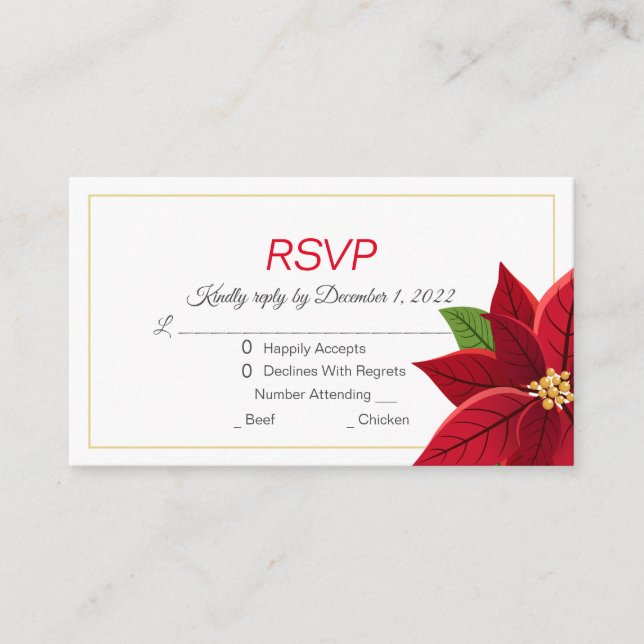 Christmas Poinsettia RSVP  Enclosure Card (Front)