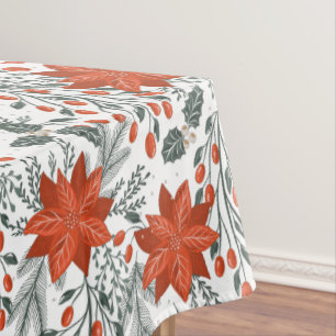 Christmas poinsettia seamless pattern tablecloth