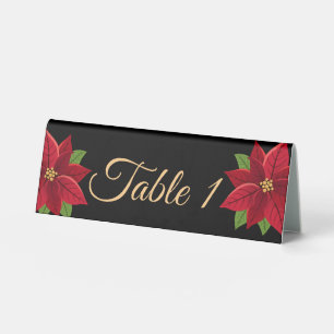 Christmas Poinsettia  Table Tent Sign