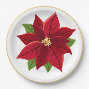 Christmas Poinsettia Wedding Paper Plates