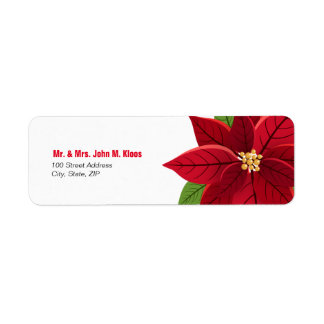 Christmas Poinsettia Wedding   Return Address Label