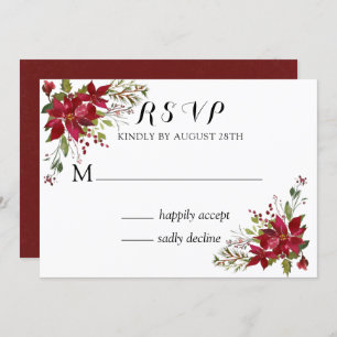 Christmas Poinsettia Wedding RSVP Invitation