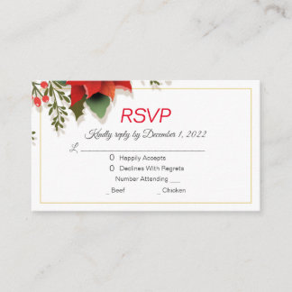 Christmas Poinsettia Wedding RSVPEnclosure Card