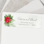 Christmas Poinsettia Winter Floral Greenery Return Address Label<br><div class="desc">Beautiful return address label featuring hand-painted botanical watercolor illustrations of poinsettia flowers,  winter greenery,  pine and spruce branches and holly berries. Perfect choice for Christmas weddings.</div>