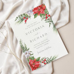 Christmas Poinsettia Winter Greenery Botanical Save The Date<br><div class="desc">Beautiful Save the date card featuring hand-painted botanical watercolor illustrations of poinsettia flowers,  winter greenery,  pine and spruce branches and holly berries. Perfect choice for Christmas weddings.</div>