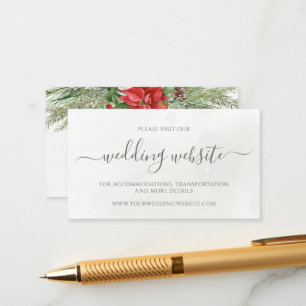 Christmas Poinsettia Winter Greenery Wedding Enclosure Card