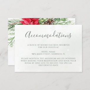 Christmas Poinsettia Winter Greenery Wedding Enclosure Card