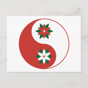 Christmas Poinsettia Yin Yang Postcard