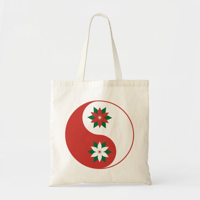 Christmas Poinsettia Yin Yang Tote Bag (Front)