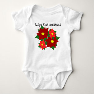 Christmas Poinsettias  Baby Bodysuit