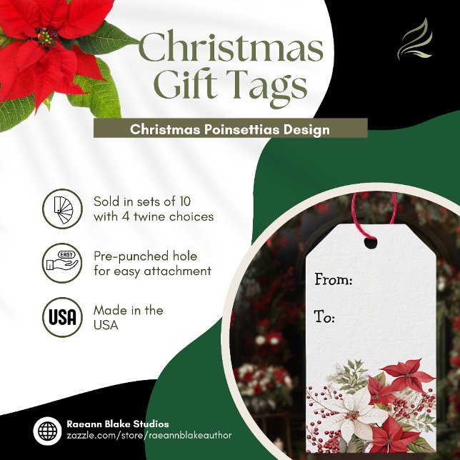 Christmas Poinsettias Design Gift Tag (Creator Uploaded)