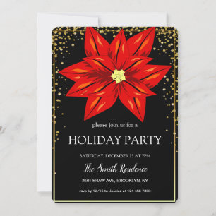 Christmas Poinsettias Diamonds cute Invitation