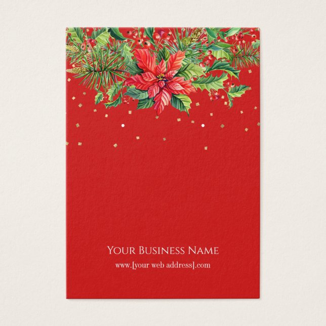 Christmas Poinsettias Earring Display Card (Front)