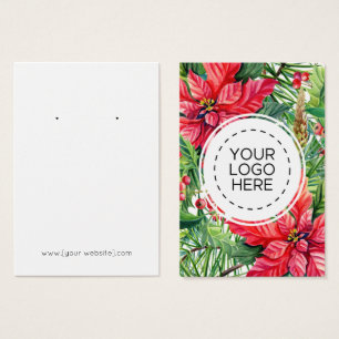 Christmas Poinsettias Flowers Earring Display Card