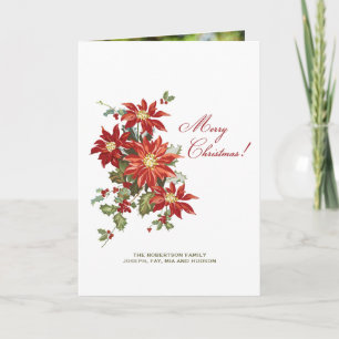 Christmas Poinsettias Folded Holiday Photo Card