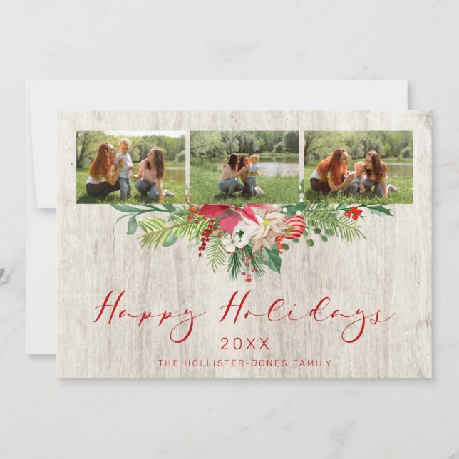 Christmas Poinsettias Garland Classic 3 Photos (Front)