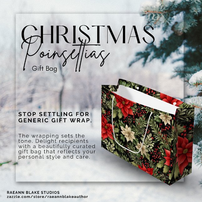 Christmas Poinsettias Gift Bag (Creator Uploaded)